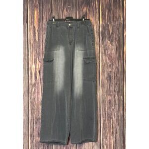 Forever 21 Premium Cargo Pants Women's Size 28 Gray Wide Leg Jeans
